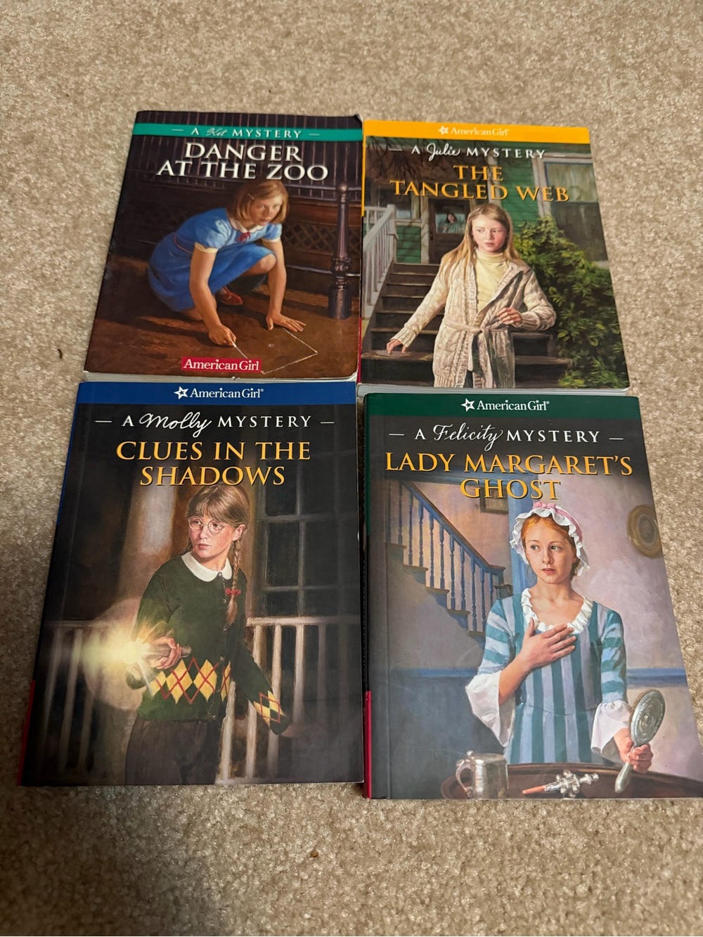 Lot of 4 American Girl Mystery paperbacks featuring historical characters